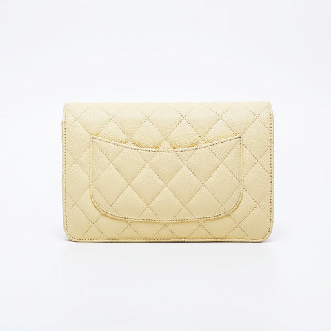 CHANEL 2021s Matelasse Chain Wallet Mini in Caviar Skin Shoulder Bag yellow WS21093