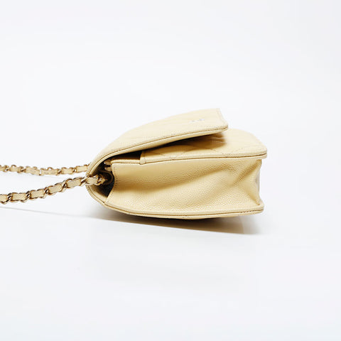 CHANEL 2021s Matelasse Chain Wallet Mini in Caviar Skin Shoulder Bag yellow WS21093