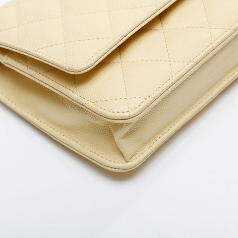 CHANEL 2021s Matelasse Chain Wallet Mini in Caviar Skin Shoulder Bag yellow WS21093