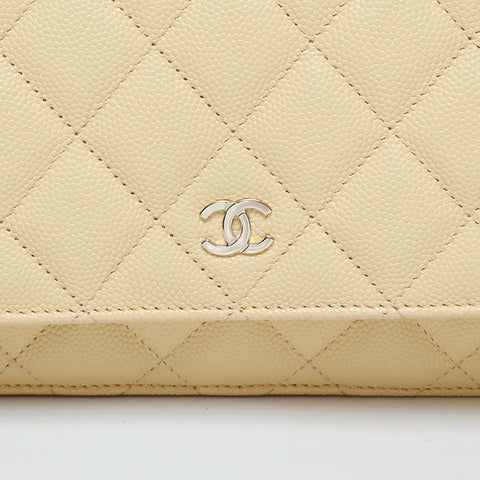 CHANEL 2021s Matelasse Chain Wallet Mini in Caviar Skin Shoulder Bag yellow WS21093