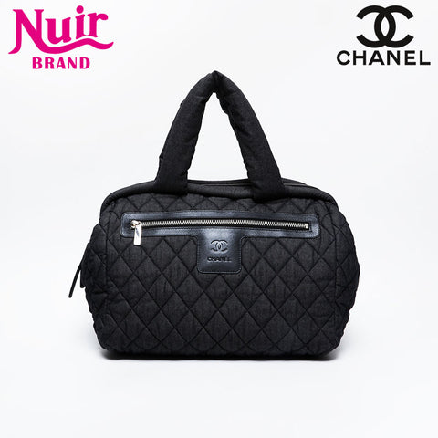CHANEL No. 14 2010-2011 Denim Canvas Coco Cocoon Boston bag black WS21094