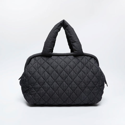 CHANEL No. 14 2010-2011 Denim Canvas Coco Cocoon Boston bag black WS21094