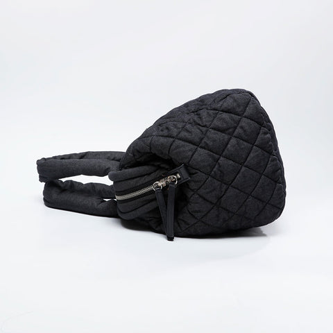CHANEL No. 14 2010-2011 Denim Canvas Coco Cocoon Boston bag black WS21094