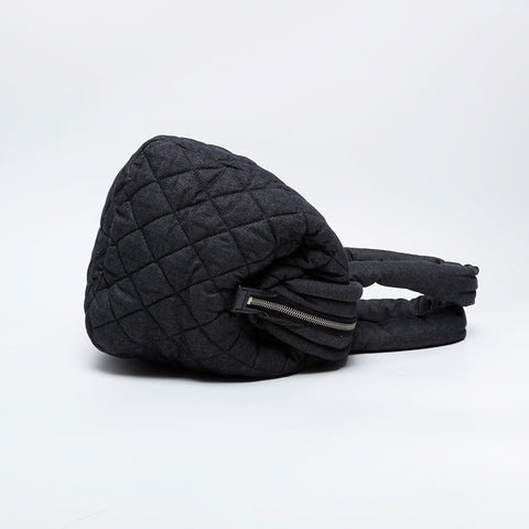 CHANEL No. 14 2010-2011 Denim Canvas Coco Cocoon Boston bag black WS21094