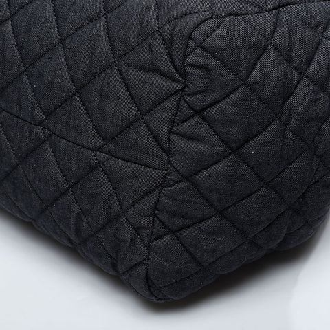 CHANEL No. 14 2010-2011 Denim Canvas Coco Cocoon Boston bag black WS21094