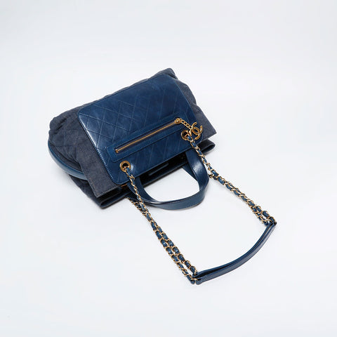 CHANEL No. 23 2016-2017 Denim 2-way Tote Shoulder Bag Navy WS21095