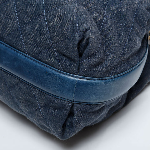 CHANEL No. 23 2016-2017 Denim 2-way Tote Shoulder Bag Navy WS21095