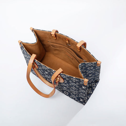 LOUIS VUITTON 2020 On the Go 1854 MM Tote Bag Navy WS21097