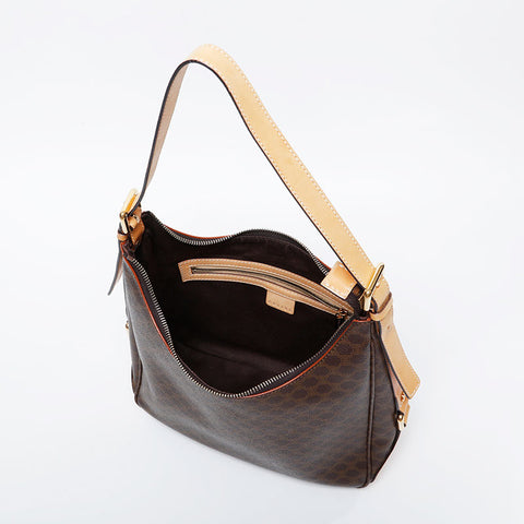 CELINE PVC Macadam Hobo Shoulder Bag Brown WS21098
