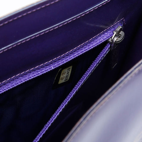CHANEL No. 6 2000-2002 Hologram Logo Square Shoulder Bag purple WS21105