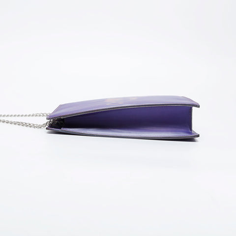 CHANEL No. 6 2000-2002 Hologram Logo Square Shoulder Bag purple WS21105