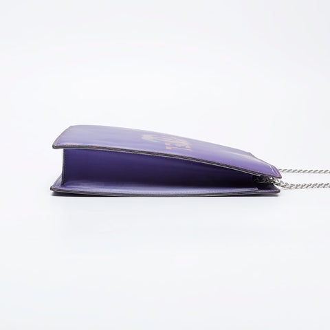 CHANEL No. 6 2000-2002 Hologram Logo Square Shoulder Bag purple WS21105