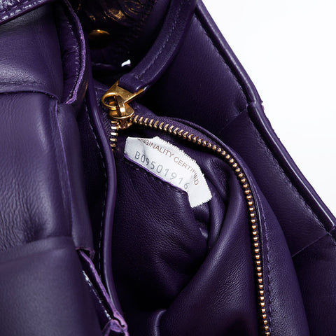 BOTTEGAVENETA Padded Cassette in Patent Leather Shoulder Bag purple WS21106