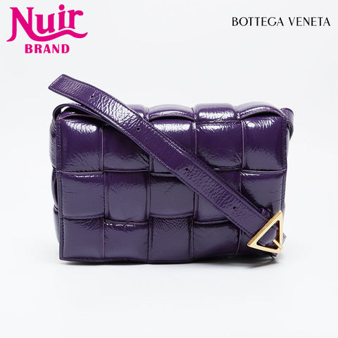 BOTTEGAVENETA Padded Cassette in Patent Leather Shoulder Bag purple WS21106