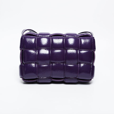 BOTTEGAVENETA Padded Cassette in Patent Leather Shoulder Bag purple WS21106