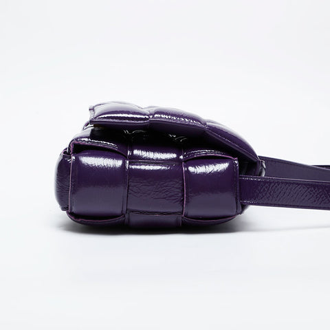 BOTTEGAVENETA Padded Cassette in Patent Leather Shoulder Bag purple WS21106