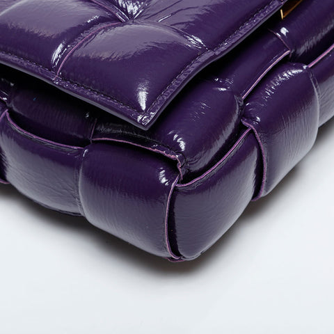 BOTTEGAVENETA Padded Cassette in Patent Leather Shoulder Bag purple WS21106