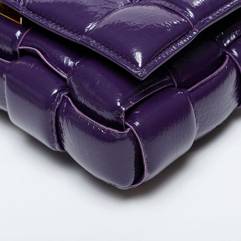 BOTTEGAVENETA Padded Cassette in Patent Leather Shoulder Bag purple WS21106