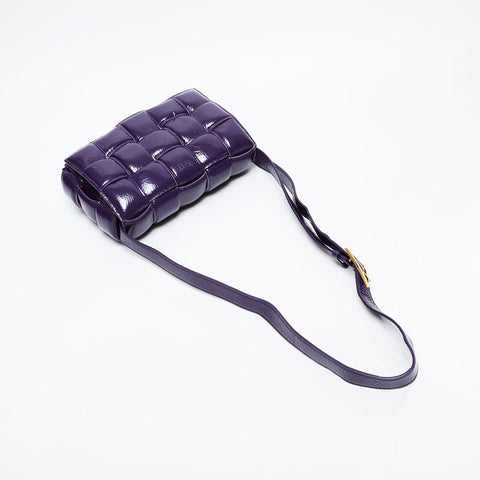 BOTTEGAVENETA Padded Cassette in Patent Leather Shoulder Bag purple WS21106