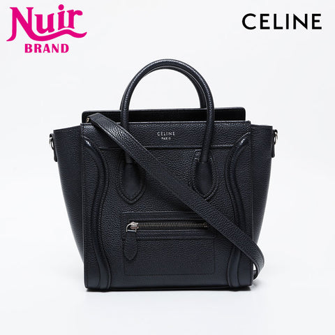 CELINE Luggage Micro Leather 2way Handbag black WS21107