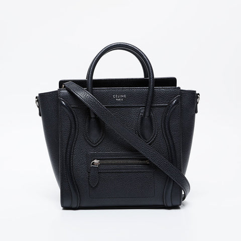 CELINE Luggage Micro Leather 2way Handbag black WS21107