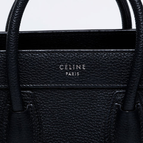 CELINE Luggage Micro Leather 2way Handbag black WS21107