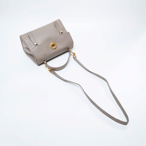 YVES SAINT LAURENT Leather Muse Toe 2way Handbag beige WS21108