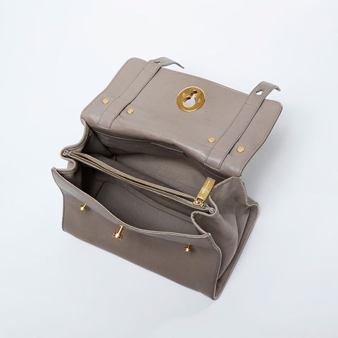 YVES SAINT LAURENT Leather Muse Toe 2way Handbag beige WS21108