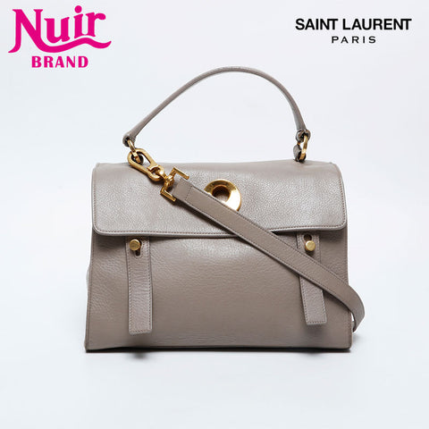 YVES SAINT LAURENT Leather Muse Toe 2way Handbag beige WS21108