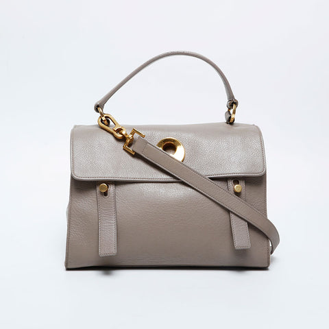 YVES SAINT LAURENT Leather Muse Toe 2way Handbag beige WS21108
