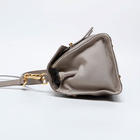 YVES SAINT LAURENT Leather Muse Toe 2way Handbag beige WS21108