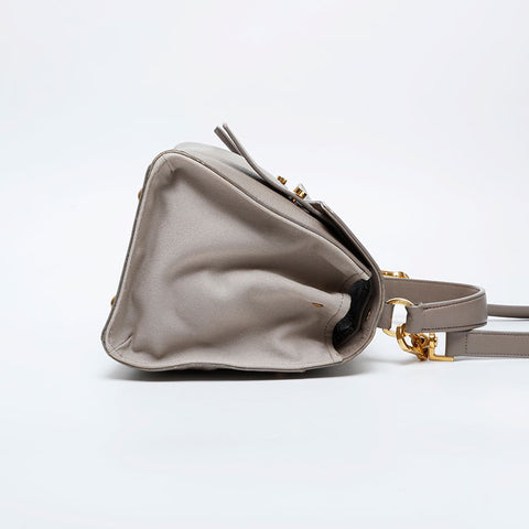 YVES SAINT LAURENT Leather Muse Toe 2way Handbag beige WS21108
