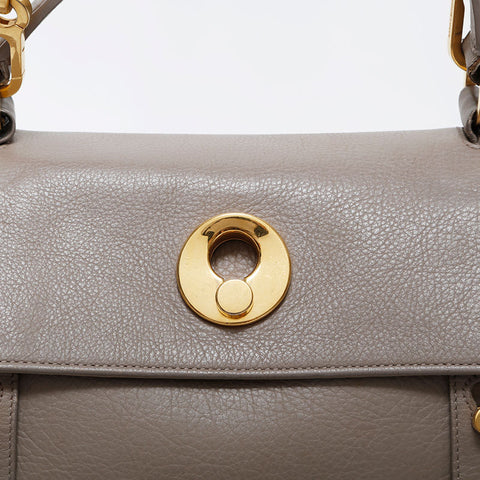 YVES SAINT LAURENT Leather Muse Toe 2way Handbag beige WS21108