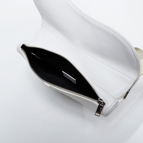 Christian Dior Saddlebag Leather Shoulder Bag white WS21112