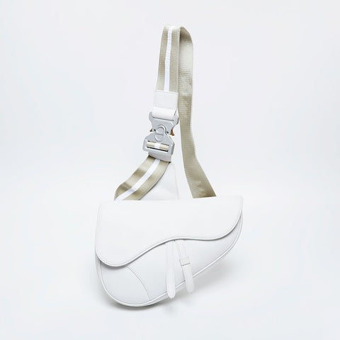 Christian Dior Saddlebag Leather Shoulder Bag white WS21112