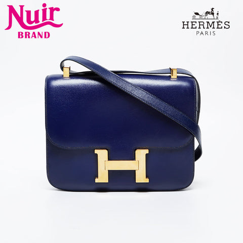 HERMES Constance 23 Leather 1970-1990s Shoulder Bag blue WS21114