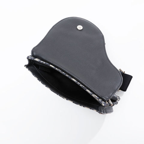 Christian Dior Trotter Oblique Saddlebag Shoulder Bag black WS21116
