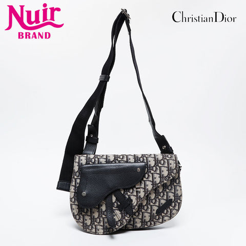 Christian Dior Trotter Oblique Saddlebag Shoulder Bag black WS21116