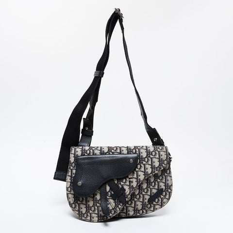 Christian Dior Trotter Oblique Saddlebag Shoulder Bag black WS21116