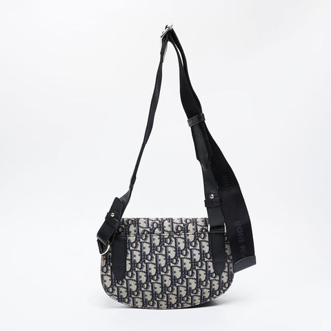 Christian Dior Trotter Oblique Saddlebag Shoulder Bag black WS21116