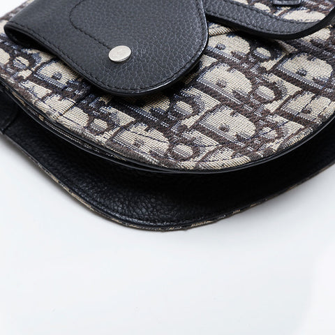 Christian Dior Trotter Oblique Saddlebag Shoulder Bag black WS21116