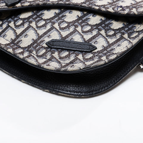 Christian Dior Trotter Oblique Saddlebag Shoulder Bag black WS21116