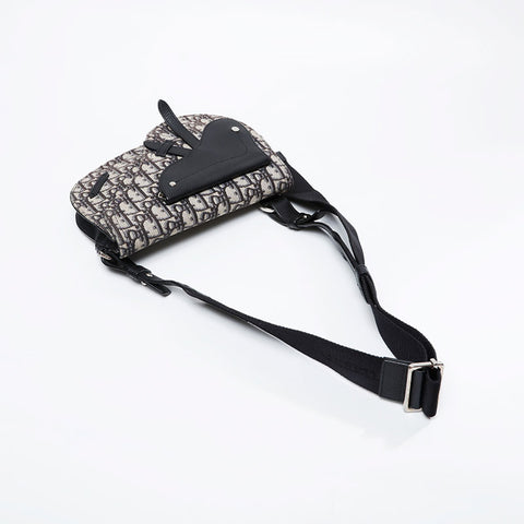 Christian Dior Trotter Oblique Saddlebag Shoulder Bag black WS21116