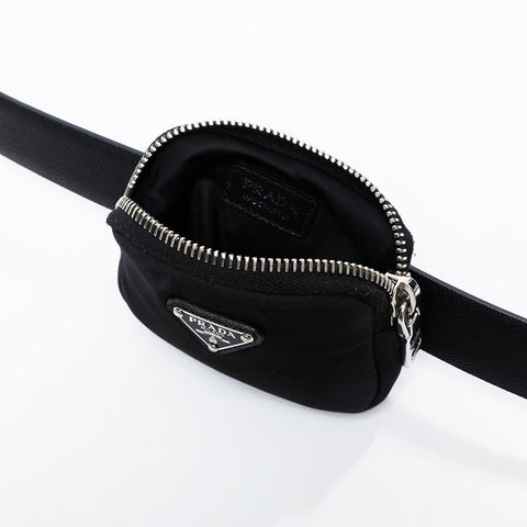PRADA Triangle Logo Nylon Belt Pouch Waist bag black WS21117
