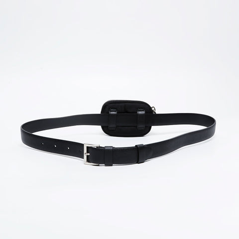 PRADA Triangle Logo Nylon Belt Pouch Waist bag black WS21117