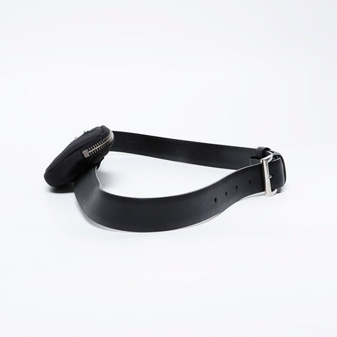 PRADA Triangle Logo Nylon Belt Pouch Waist bag black WS21117