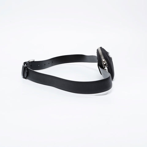 PRADA Triangle Logo Nylon Belt Pouch Waist bag black WS21117