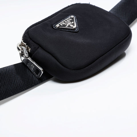 PRADA Triangle Logo Nylon Belt Pouch Waist bag black WS21117