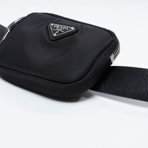 PRADA Triangle Logo Nylon Belt Pouch Waist bag black WS21117