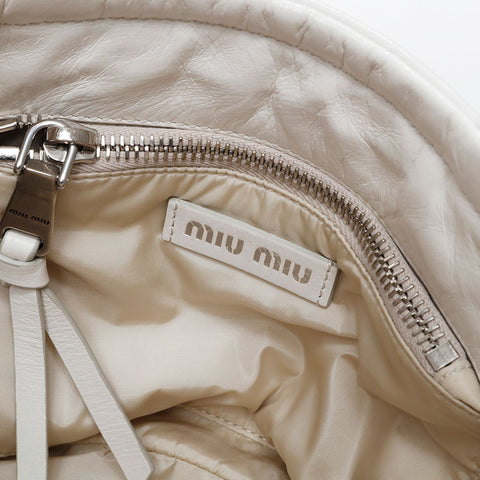 Miu Miu Vitello Shine Logo Mini Tote 21 Stainless Steel Handbag white WS21120